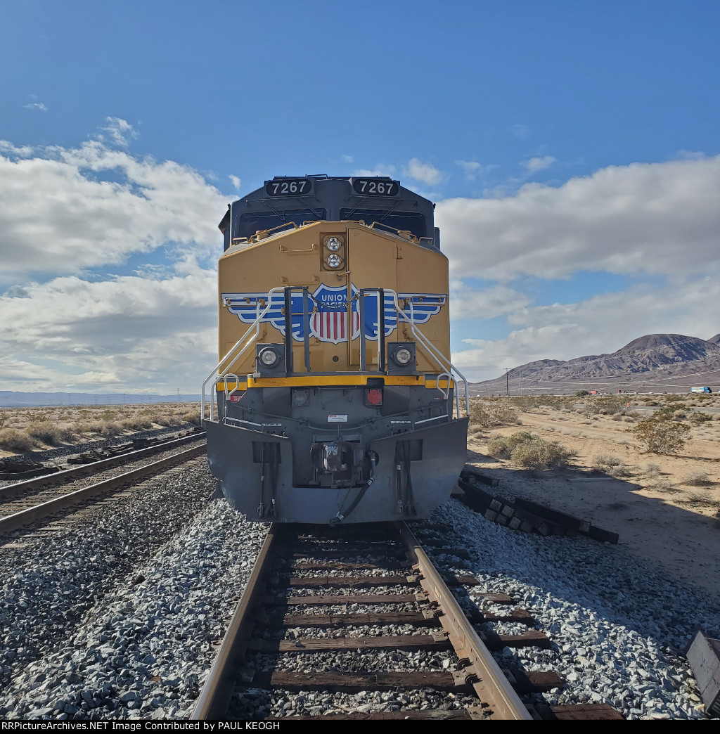 Head On off UP 7267 A Recently Rebuilt C44ACM  on September 29th, 2022 at The Wabtec Fort Worth Locomotive Plant Texas. 